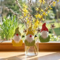Artikel Frühlingsdeko zum Aufhängen: Holz-Wichtel mit Blume, 17 cm, 6 Stück