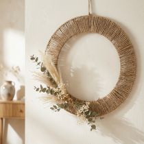 Artikel Wanddeko Dekoring aus Metall und Jute Ø49 cm für Trockenblumen