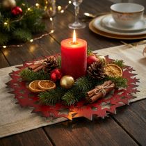 Artikel Weihnachtsteller Metall Rot mit Sternen Ø34cm