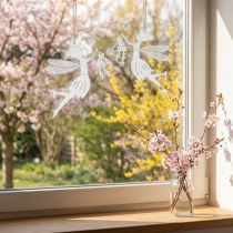 Artikel Fensterdekoration Fee aus Metall, 15×10cm, Weiß, für Frühling, 2 Stück