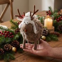 Artikel Rentier Weihnachtsfigur 23cm Braun Weiß mit Filz- und Plüsch-Design
