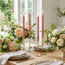 Artikel Gedrehte Wachs-Spiralkerzen Pink Ø1,4cm H18cm 4 Stück Innenbereich