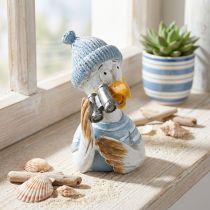 Artikel Maritime Dekofigur Möwe aus Polyresin Blau Weiß Silber H11 cm