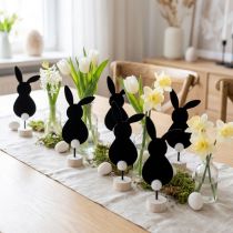 Artikel Aufsteller Tischdekoration Osterhasen Filz 19cm Schwarz 12 Stück
