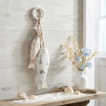 Artikel Fische aus Mangoholz zum Hängen 19,5/15,5/10 cm Weiß Naturfarben