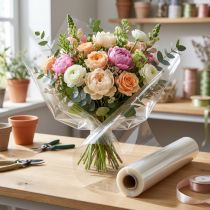 Artikel Blumenschmuckfolie aus Polypropylen, transparent, 75 cm x 200 m, 20 µm