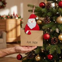Artikel Weihnachtsanhänger aus Filz, Motiv Weihnachtsmann, Rot/Weiß/Natur, L46,5 cm, Ø25 cm, 4 Stück