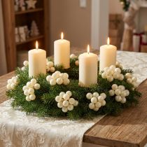 Artikel Mini Weihnachtskugeln aus Glas am Draht, Ø 20 mm, Creme Matt/Glanz, 140 Stück