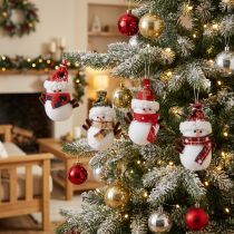 Artikel Christbaumschmuck Schneemann 9 cm mit Mütze und Schal, 4er-Set weiß