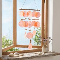 Artikel Hängedeko aus Capiz-Muscheln und Holz Orange Natur 28x66cm