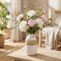 Artikel Blumenvase Keramik und Seegras cremeweiß H17,5cm