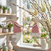 Artikel Wanddeko Osterhasen zum Aufhängen Holz Rosa 14×19,5 cm 4er-Set
