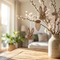 Artikel Holzanhänger Set Hase und Möhre Braun Beige 4×7,5cm 9-teilig