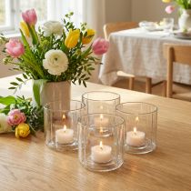 Artikel Kerzenhalter aus Glas, Windlicht, Ø 9,5 cm, H 9 cm, klar, 6 Stück