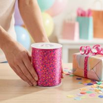 Artikel Kräuselband Geschenkband Polyester Pink mit Punkten 10mm x 250m