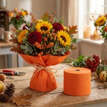 Artikel Blumenkrepppapier Orange 10cm x 250cm Grammatur 128g/qm 2 Rollen