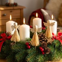 Artikel Weihnachtsdeko Engel aus Holz und Kunstbast 5 × 11 cm Natur 12er Set