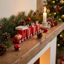 Artikel Holzzug mit Geschenkboxen, Rot-Weiß, 18x3x4,5 cm, 2-teilig, Weihnachtsdekoration
