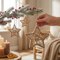 Artikel Deko-Sterne aus Jute zum Hängen Natur Ø18cm 4er-Set