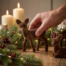 Artikel Dekofigur Rehkitz Braun beflockt 10,5 cm 6 Stück Weihnachtsdeko