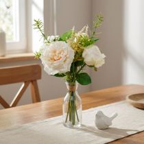 Artikel Rosenstrauß künstlich mit Seidenblumen in Crème, ca. 35 cm