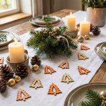 Artikel Streudeko Tannenbaum aus Holz 4 cm Orange, Gelb, Grün 72 Stück