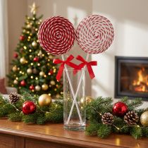 Artikel Weihnachtsdeko Lollipop Rot Weiß aus Schaumstoff H36cm 2 Stück