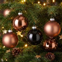 Artikel Weihnachtskugeln aus Glas Ø6cm in Silber und Apricot, 24 Stück