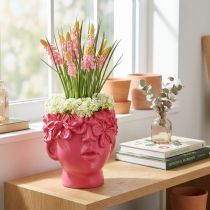 Artikel Pflanzkopf Übertopf Büste Polyresin Pink 13,5×13×14 cm