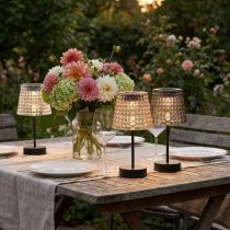 Artikel Solar-Tischlampen mit LED, klar und braun, H 25 cm, 3er-Set