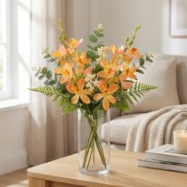 Artikel Künstlicher Orchideenzweig mit 8 Blüten Orange 38cm 2er-Set