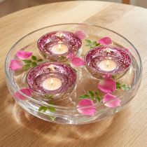 Artikel Schwimmschale Glas Ø7 cm Silber Flieder 3er-Set