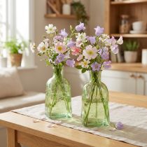 Artikel Flaschenvase Glas rechteckig Grün mit Blütenmotiv H19cm 2er-Set