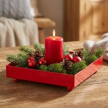 Artikel Deko-Tablett aus Metall quadratisch Rot 15×15cm mit Kugelfüßen 2er-Set