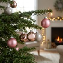 Artikel Weihnachtskugeln Glas Rosa und Grau Ø50mm 24 Stück