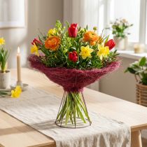 Artikel Straußmanschette aus Sisal 20cm Rot und Beige 8 Stück
