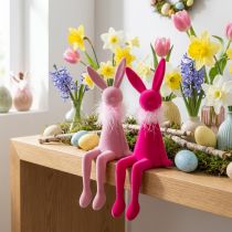 Artikel Osterhasen Kantenhocker aus Kunststoff mit Federboa 27 cm Rosa und Pink 2er-Set