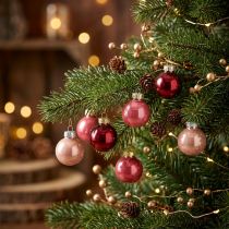 Artikel Weihnachtskugeln Glas glänzend Rosa Rot 3cm 22 Stück
