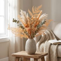 Artikel Konservierter Farnzweig 60 cm orange, Trockenblumen-Dekoration, 10 Stück