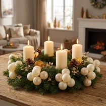 Artikel Mini-Weihnachtskugeln aus Glas Creme Ø 40 mm matt/glänzend, 32 Stück