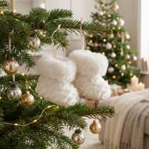 Artikel Christbaumschmuck Stiefel aus Kunstfell Weiß 7cm 2 Stück