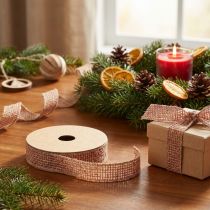 Artikel Dekoband Juteband Natur Rot 25mm x 10m für Bastel- und Dekoarbeiten