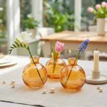 Artikel 6 bauchige Glasvasen Ø7,5 cm H9 cm Orange Mini Tischdeko