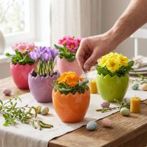 Artikel Deko-Übertopf aus Keramik in Osterei-Form, Ø11 cm, 4 Farben