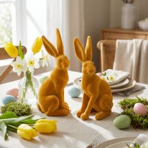 Artikel Osterhasen-Figuren aus Polyresin, 12,5 cm, Curry, 2-teilig