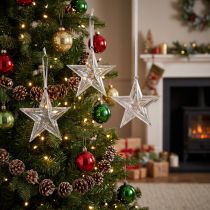 Artikel Stern zum Hängen, Kunststoff, 15cm, klar, 6 Stück, für Weihnachtsdekoration