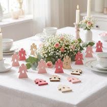 Artikel Engel aus Holz zum Streuen 4cm, 72 Stück, Pink, Rosa, Weiß