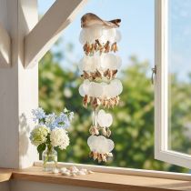 Artikel Capiz Windspiel aus Muscheln und Schneckenhäusern, 70 cm, Naturfarben