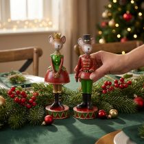 Artikel Weihnachtsdeko Figuren Mäusepaar Rotgrün Handbemalt