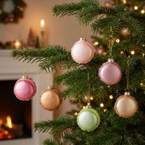 Artikel Weihnachtsbaumschmuck Macaron-Anhänger 6 cm Glas Pastellfarben 6er-Set